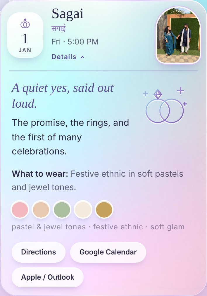 Event details with calendar buttons