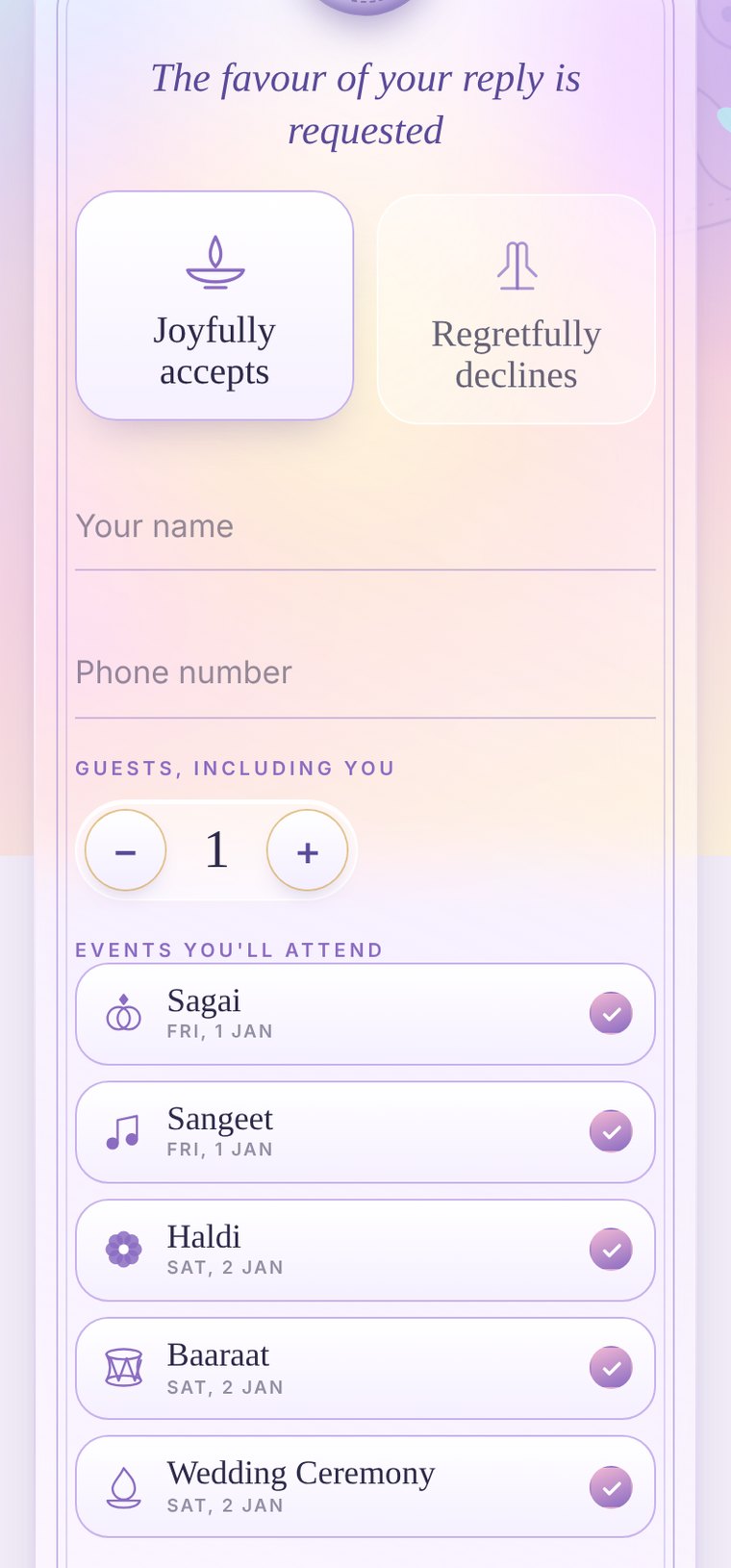 RSVP reply card